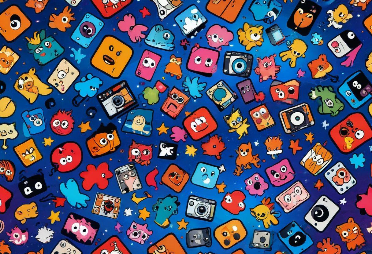 A vibrant collage showcasing the evolution of animation styles, from playful cartoon characters to more mature, artistic renditions of hentai. The image should include elements like a traditional animation film reel, intertwining with adult-themed artwork, and subtle hints of modern streaming platforms. The background should have a gradient blend of colors representing various artistic influences. Include subtle icons of smartphones and tablets to signify modern entertainment. super-realistic. vibrant colors. dynamic composition.